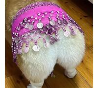 CHOWONE Dogs Belly Dancer Skirt, Waist Chain Hip Curtain Clothes for Corgi Dog Belly Dance Style with Sequin, Puppy Hip Shaking Dance Clothes Decoration Pet Costumes (Purple)