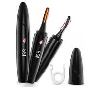Chowu Heated Eyelash Curler, 10S Quick Heated Lash Curler, Long Lasting Electric Eyelash Curler, 4 Modes Portable USB Lash Curler with LED, Black