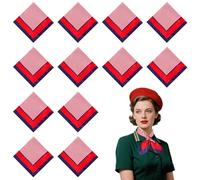 choyaxo 12 Pcs Nautical Sailor Scarf Flight Attendant Scarf Red White and Blue bandana for Women Ladies