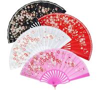 choyaxo 4pcs Folding Fan Hand Vintage Foldable Fan Bulk for Wedding Party Performance Decorations Festival Gift