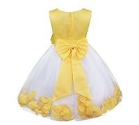 Choyee Girls Flower Petals Big Bow Tulle Sleeveless Wedding Bridesmaid Formal Party Dress Yellow 4 Years