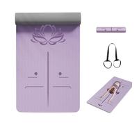 Chpbolly Extra Thick Yoga Mat Non-Slip Cushioned TPE Yoga Mat With Alignment Mark Waterproof Noise-Reducing Exercise Mat Lightweight Portable Fitness Mat With Carrying Strap