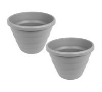 CHPL- 40 Cm Round Beehive Plastic Planter | 22L Gardens Plant pot | Indoor and Outdoor use | GREY | Plastic Round Upcycled Planter | SET OF 2 |