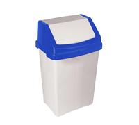 CHPL 50L White Waste Bin with Bright Blue Swing-Top Lid - Durable, Easy-Clean & Perfect for Efficient Waste Segregation Indoors & Outdoors Use (Set of 1)