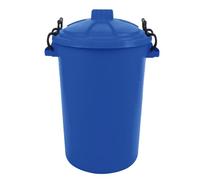 CHPL 80L Plastic Bin With Clip Lock Lid - Large Heavy Duty and Durable Trash Can Waste & Rubbish Container For Home, Garden, Office, Schools And Animal Feed - (Blue, Set Of 1)
