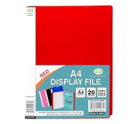 CHPL A4 Display Folders - 20 Pockets & 40 Views for Seamless Organization of Reports, Certificates, Brochures, and Important Documents - Perfect for Presentations & Projects - (RED)