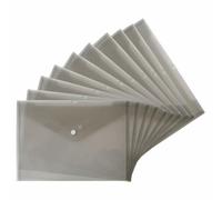 CHPL | Pack of 20 | A4 Size Document Wallet Folder | Durable & Waterproof Popper Document Wallets | for Office, School, and Home, Secure & Clear Storage for Papers, Files, and Documents. (Grey)