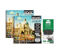 CHPL Paper Legend Complete Sketching Kit - Sketchpad Spiral Sketchbook with Premium 130 GSM Paper and 12 Graded Pencils for Beginner Artists and Creative Projects - (10x10)