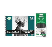 CHPL Paper Legend Complete Sketching Kit - Sketchpad Spiral Sketchbook with Premium 130 GSM Paper and 12 Graded Pencils for Beginner Artists and Creative Projects - (A5)