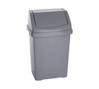 CHPL Plastic Waste Bin with Lid - 8L / 21L / 25L / 50L Bins - Easy-to-Clean Dustbin - Multi-Use Bin for Home & Commercial Use. (50L Swing Bin (Silver))