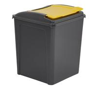 CHPL Plastic Waste Bin with Lid - 8L / 21L / 25L / 50L Bins - Easy-to-Clean Dustbin - Multi-Use Bin for Home & Commercial Use. (50L Recycle Bin (Yellow))