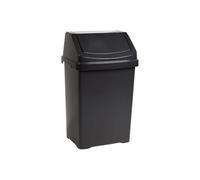 CHPL Plastic Waste Bin with Lid - 8L / 21L / 25L / 50L Bins - Easy-to-Clean Dustbin - Multi-Use Bin for Home & Commercial Use. (25L Swing Bin (Black)