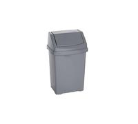 CHPL Plastic Waste Bin with Lid - 8L / 21L / 25L / 50L Bins - Easy-to-Clean Dustbin - Multi-Use Bin for Home & Commercial Use. (8L Swing Bin (Silver))