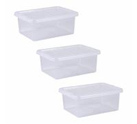 CHPL SET OF 3-17L Litre Versatile Crystal Container with Lid | Transparent Stackable & Nestable Storage Box | Perfect For Storing Documents, Toys, and Books.