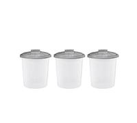 CHPL Set Of 3-8L Litre Fun Bin With Twist Lock Lid Plastic Small Dustbin Waste Bin Storage Organisation For Office Home, Kitchen, Office, Bedroom - Clear/Cool Grey.
