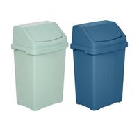 CHPL Set of - Plastic Swing Lid Bins - + - Sturdy, Modern Waste & Recycling Bins For Easy Cleaning - Ideal Home or Office Use