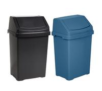 CHPL Set of - Plastic Swing Lid Bins - Waste Recycle & Easy-Clean Dustbins - Kitchen, Bathroom Rubbish Trash Refused Bins - +