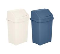 CHPL Set of - Plastic Swing Lid Bins - Waste Recycle & Easy-Clean Dustbins - Kitchen, Bathroom Rubbish Trash Refused Bins - +