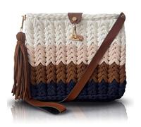 CHQEL Evening Clutch Bag for Women, Handmade Crochet Wedding Party Purse, Small Flap Formal Crossbody Handbag Evening Clutch, Autumn