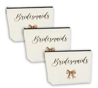 CHQIUCR Elegant Wedding Makeup Bag - Bride Bridesmaids & Mother of Bride or Groom Gift Set, Bridal Shower Present for Her, Bridesmaids 0105, 9″W x 7″H