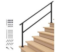 CHR Fence & Rail 170x91.5cm Hand Rails for Outdoor Steps, 6 Step Railing & Indoor Stair Railing Kit, Railings for Outdoor Steps and Hand Rails for Porch Railing & Deck Hand Rail, 5-6 Step Handrail