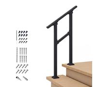 CHR Fence & Rail 56x91.5cm Hand Rails for Outdoor Steps, 2 Step Handrail & Indoor Stair Railing Kit, Railings for Outdoor Steps and Hand Rails for Porch Railing & Deck Hand Rail, 1-2 Step Railing