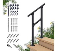 CHR Fence & Rail 56x91.5cm Hand Rails for Outdoor Steps, 2 Step Handrail & Indoor Stair Railing Kit, Railings for Outdoor Steps and Hand Rails for Porch Railing & Deck Hand Rail, 1-2 Step Railing