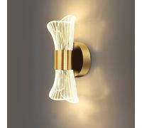 Chrasy Modern LED Wall Lamp, Golden Color Hourglass Shaped Acrylic Wall Sconce, 10W Acrylic Wall Light for Bedside Bedroom Living Room Hallway Wall Lighting 3 Color Temp Adjustable