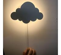 Chrasy Portable Battery Operated or USB Powered Wall Sconce, Pull Cord Chain On Off Wireless Night Light Wall Lighting Fixture for Bedroom, Nursery, Living Room, Hallway, Kitchen, RV (Cloud Shape)