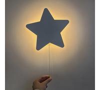 Chrasy Portable Battery Operated or USB Powered Wall Sconce, Pull Cord Chain On Off Wireless Night Light Wall Lighting Fixture for Bedroom, Nursery, Living Room, Hallway, Kitchen, RV (Star Shape)