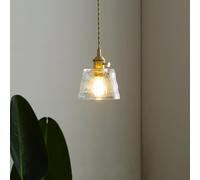 Chrasy Vintage Pendant Light, 12.5cm Industrial Glass Small E27 Ceiling Light Hanging Lighting Fixture for Kitchen Island Bedroom Hallway Dining Room Bar, Transparent