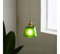 Chrasy Vintage Pendant Light, 12.5cm Industrial Glass Small E27 Ceiling Light Hanging Lighting Fixture for Kitchen Island Bedroom Hallway Dining Room Bar,Green