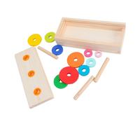 Chrees 10 Rings Puzzle Game, Wooden Tower Logic Thinking Block Toy for Kids, with Safe and Rugged Design for Home School Kindergarten Use (Small Size)