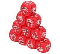 Chrees 10PCS Rock Paper Scissors Dice, Plastic Finger Guessing Game Dice with Bright Color for Party Board Games, Educational School Supplies (Red)