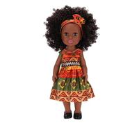 Chrees 14 Inch Black Doll, Fashion Doll with Hairband Safe Soft Plastic Multicultural Representation, Realistic Dowith Toy Hairband Cute Dress Afro Hairll