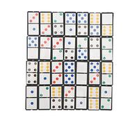 Chrees 28Pcs Double Six Dominoes Set, Plastic Portable Dominoes with Colorful Dots for Children Family Camping Travel Games
