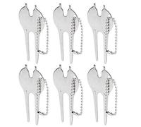 Chrees 6Pcs Divot Tool Zinc Alloy Lawn Repair Fork Ball Marker Gear Accessories with Keychain Strap for Club Turf Repair