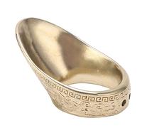 Chrees Archery Thumb Ring, High Hardness Mirror Polished Finger Guard with Fixed Rope for Mongolian Traditional Bow, Brass Silver Material (20)
