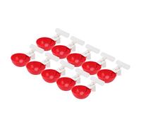 Chrees Automatic Chicken Drinking Cups Durable PP Water Drinker for Duck Hen Big Red Plastic Bowl, Pack of 10, for Poultry Farm or Home Use (G3/4)