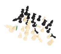 Chrees Chess Pieces, 32pcs Black and White Replacement Chess Set with Durable PS Material, for Board Game, Family Gatherings