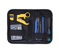 Chrees Coax Cable Crimper Kit, Professional Network Toolkit with Heat Treated Pliers and Ergonomic Handle for Stripping Cutting Wiring Crimping RG59 RG6 RG11