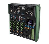 Chrees Digital Mixer, 6 Channel Metal Sound Mixing Console with Built in Bluetooth and MP3 Player, for Small Clubs Bars and Live Broadcast (UK Plug)