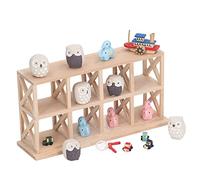 Chrees Doll house shelf, 8 grids wood resin storage rack for small ornaments, with elephant owl boat car accessories, for living room bedroom kitchen study
