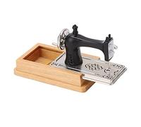 Chrees Dollhouse Miniature Sewing Machine, Vintage Style Lifelike 1/12 Scale Model with Alloy and Wood Construction, for Dollhouse Decoration and Miniature Collection (Wood Color)