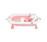 Chrees Foldable Bathtub for Toddlers, Collapsible Baby Bath, Shower Basin for Toddlers with a Bathing Mat and Temperature Display, Baby Tub 0 to 12 Months (Pink)