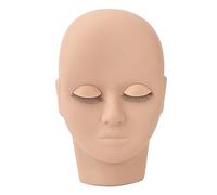 Chrees Lash Mannequin Head, 3D Facial Features Double Layer Lashes Eyelash Extension Practice Head, with 3 Pairs Removable Eyelids, for Eyelash Makeup Massage Acupuncture Training (Light Brown)