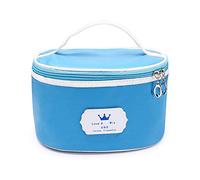 Chrees Makeup Bag Cosmetic Bag Toiletry PU Portable Storage Pouch Big Capacity Smooth Lifting Handle Organizer for Brush Eye Shadow Perfume Women (51181010E Blue)