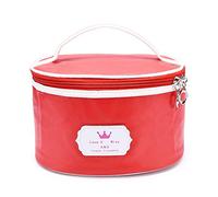 Chrees Makeup Bag Cosmetic Bag Toiletry PU Portable Storage Pouch Big Capacity Smooth Lifting Handle Organizer for Brush Eye Shadow Perfume Women (51181010A red)