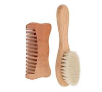 Chrees Newborn Baby Natural Wool Brush and Comb Set for Baby's Hair, Massaging Scalp, Great Friends with Children, Cat Ear Comb, 70g