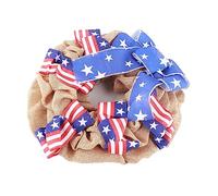 Chrees Patriotic Independence Day Wreath, 17 Inch Red White Blue Mesh Wreath with Flag Decor for Front Door Home (Photo Color)